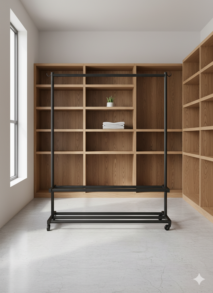 Portant vêtements Mobile à 3 Niveaux de Rangement