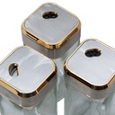 Set Portes Épices 12 Pièces En Verre Avec Support Tournante Doré