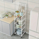 Etager De Rangement Mobile à 4 Niveaux avec Crochets Blanc