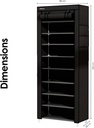 Armoire Chaussures Mobile à 8 niveaux - Noir- 58x30x158 