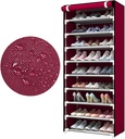Armoire Chaussures Mobile à 8 niveaux - Rouge- 58x30x158 