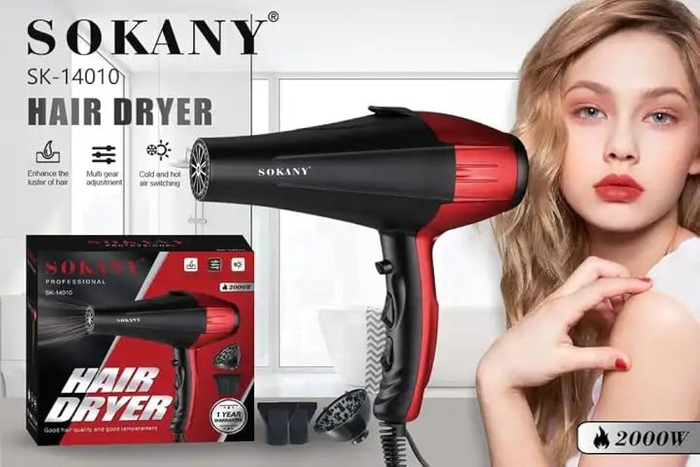 Séche Cheveux Professional Sokany 2000W Rouge