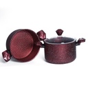 Batterie De Cuisine Sizar 16 Pièces Granite Rouge