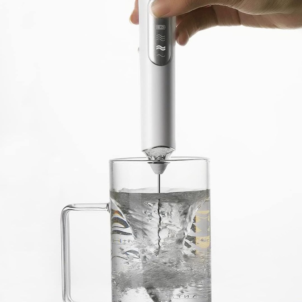 Mousseur à Lait 2 en 1 Rechargeable 4W 9000RPM Blanc 