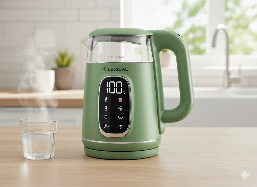 Bouilloire Electrique Lexical Avec Afficheur Température 2200W Vert 1,7L