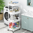 Chariot de Rangement De Cuisine Mobile à 4 Niveaux - Blanc