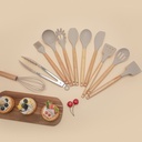Set D'ustensiles De Cuisine 12 Pièces En Silicone Beige