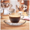Coffret De 6 Verres à Café AZUR GLASS Daily 22 cl Avec Sous Tasses
