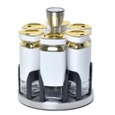 Set Portes Épices 6 Pièces En Verre Avec Support - Blanc