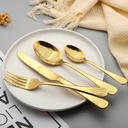 Coffret Ménagère 24 Pièces En Acier Inoxydable Doré avec Design 