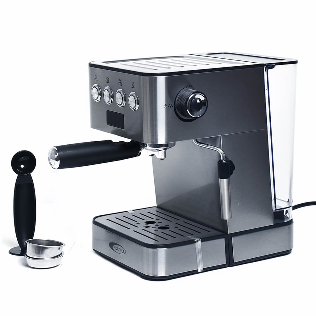 Machine À Café Expresso Cappuccino Latté Florence 1050W  Silver Noir 