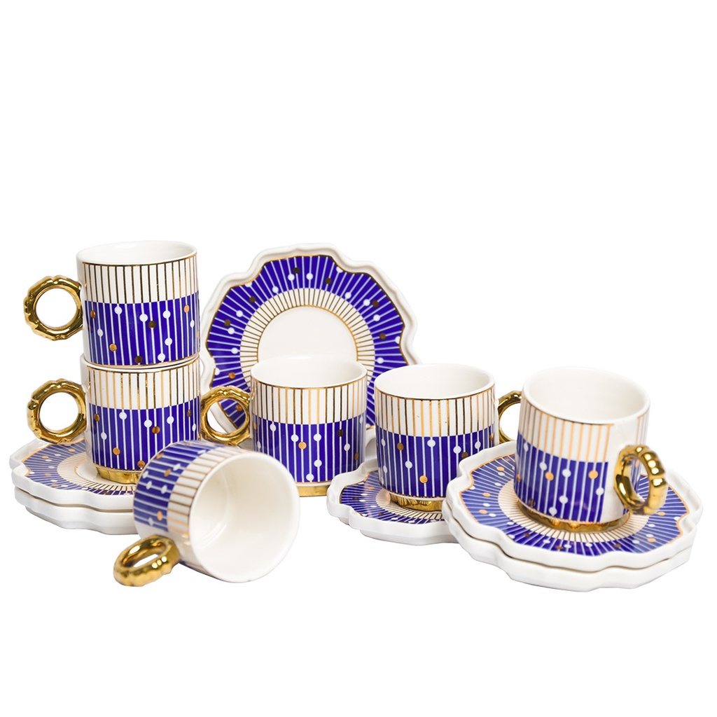 Service à Café 12 Pieces M2 Bleu & Doré