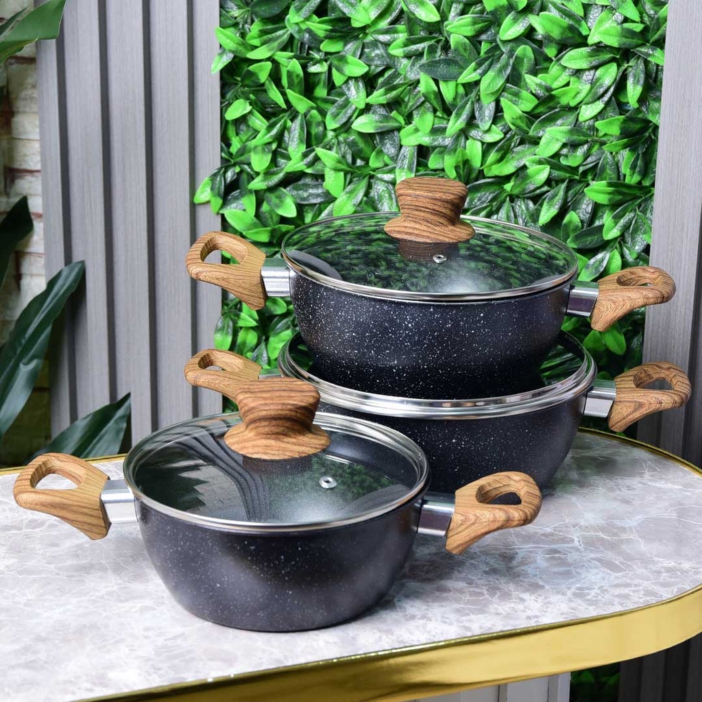 Ensemble de 3 Marmites Hot Chef - Noir