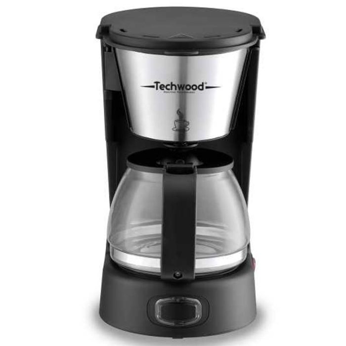 Cafetière Électrique Techwood Noir Inox – 6 à 8 Tasses avec Système Anti-Gouttes & Arrêt Automatique TCA-696