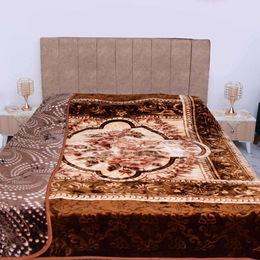 Couverture 2 Places 220/240 Dolce Vita Double Faces -M9 Pointé Marron