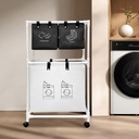 Panier à Linge Mobile Pour Vêtements  à 4 Compartiments