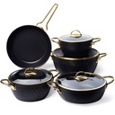 Batterie De Cuisine Vivaldi Lidya Diamond 9 Pièces Granite Noir