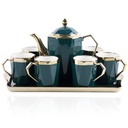 Service à Café Au Lait En Céramique Vert olive Pour 6 Personnes - 9 Pièces