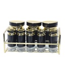 Set Portes Épices 8 Pièces En Verre Avec Support - Noir