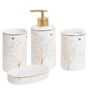 Accessoires de salle de bain en céramique Rond Blanc Motif Arbre