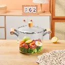 Marmite En Verre Chauffante avec poignée en Bois 4,5L