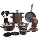 Batterie De Cuisine Sizar 21 Pièces Granite - Marron