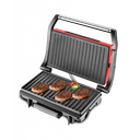 Panini Grill Techwood Inox Rouge 1500W, Contrôle Température & Cuisson Double Face – TGD-015