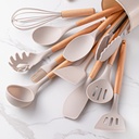 Set D'ustensiles De Cuisine 12 Pièces En Silicone Beige 