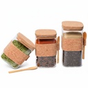 Lot de 3 Boite En verre avec Couvercle en Bois Bambou