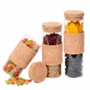 Lot de 3 Boite En verre avec Couvercle en Bois Bambou