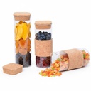 Lot de 3 Boite En verre avec Couvercle en Bois Bambou