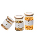 Lot de 3 Boite En verre avec Couvercle en Bois Bambou