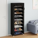 Armoire Chaussures Mobile à 9 niveaux - Noir- 58x30x158